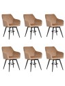 Set of 6 CARLO-SWI Swivel Quilted Velvet Dining Chair with Diamond ...