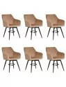 Set of 6 CARLO-SWI Swivel Quilted Velvet Dining Chair with Diamond ...