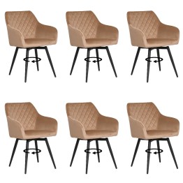 Set of 6 CARLO-SWI Swivel Quilted Velvet Dining Chair with Diamond ...