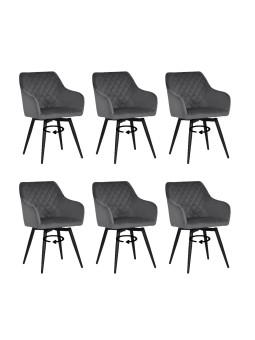 Lot de 6 CARLO-SWI Chaise de Salle à Manger Pivotante en Velours Ma...