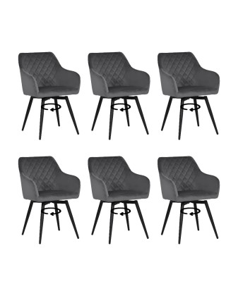 Set of 6 CARLO-SWI Swivel Quilted Velvet Dining Chair with Diamond ...