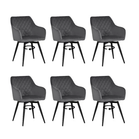 Set of 6 CARLO-SWI Swivel Quilted Velvet Dining Chair with Diamond ...