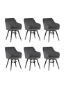Set of 6 CARLO-SWI Swivel Quilted Velvet Dining Chair with Diamond ...