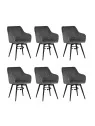 Set of 6 CARLO-SWI Swivel Quilted Velvet Dining Chair with Diamond ...