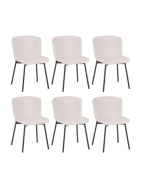 Lot de 6 RIYA Chaise Contemporaine avec Revêtement en Tissu Bouclé ...