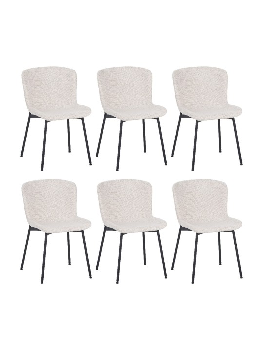 Lot de 6 RIYA Chaise Contemporaine avec Revêtement en Tissu Bouclé ...
