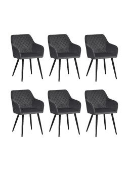 Lot de 6 FLINDY Chaise de Salle à Manger en Velours Matelassé Haute...