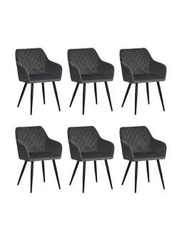 Set of 6 FLINDY Quilted Velvet Dining Chair with Diamond Pattern