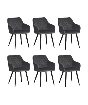 Set of 6 FLINDY Quilted Velvet Dining Chair with Diamond Pattern