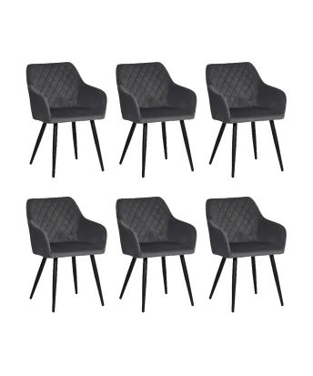 Set of 6 FLINDY Quilted Velvet Dining Chair with Diamond Pattern