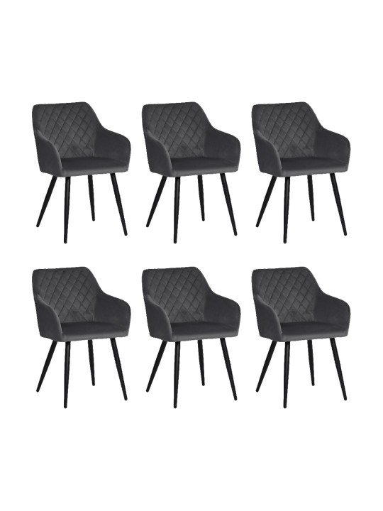 Lot de 6 FLINDY Chaise de Salle à Manger en Velours Matelassé LOT ...