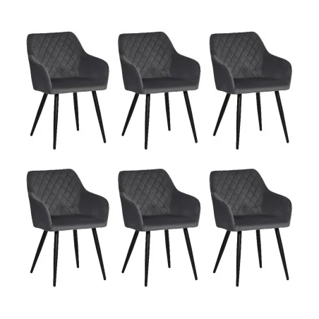 Set of 6 FLINDY Quilted Velvet Dining Chair with Diamond Pattern