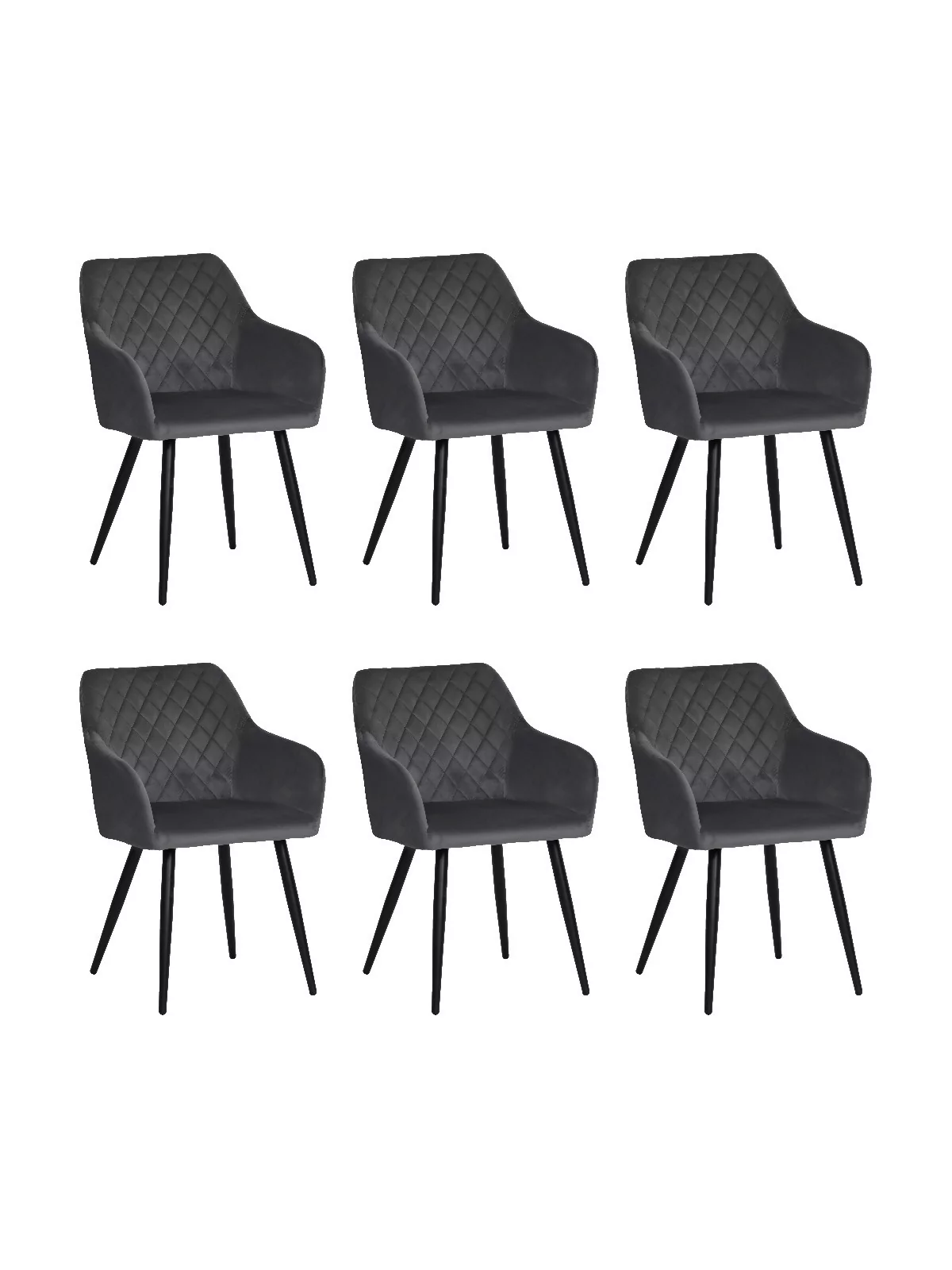 Set of 6 FLINDY Quilted Velvet Dining Chair with Diamond Pattern