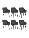Set of 6 FLINDY Quilted Velvet Dining Chair with Diamond Pattern
