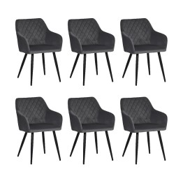 Lot de 6 FLINDY Chaise de Salle à Manger en Velours Matelassé LOT ...