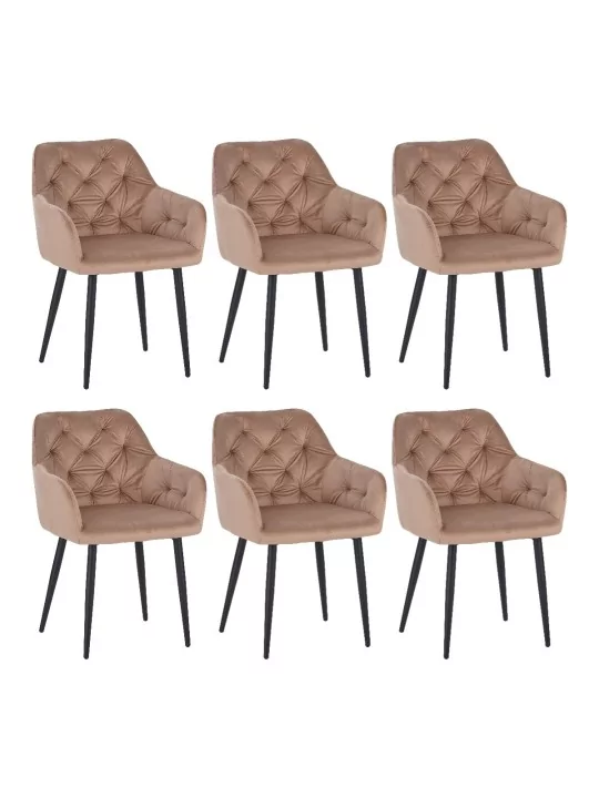 Lot de 6 MARIO Fauteuil en Velours Capitonné au Style Contemporain ...