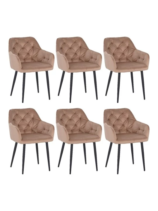 Lot de 6 MARIO Fauteuil en Velours Capitonné au Style Contemporain ...