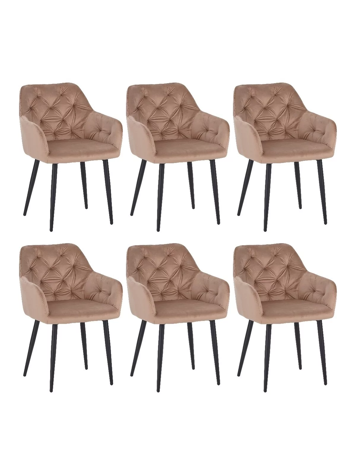 Set of 6 MARIO Tufted Velvet Armchair with Contemporary Style