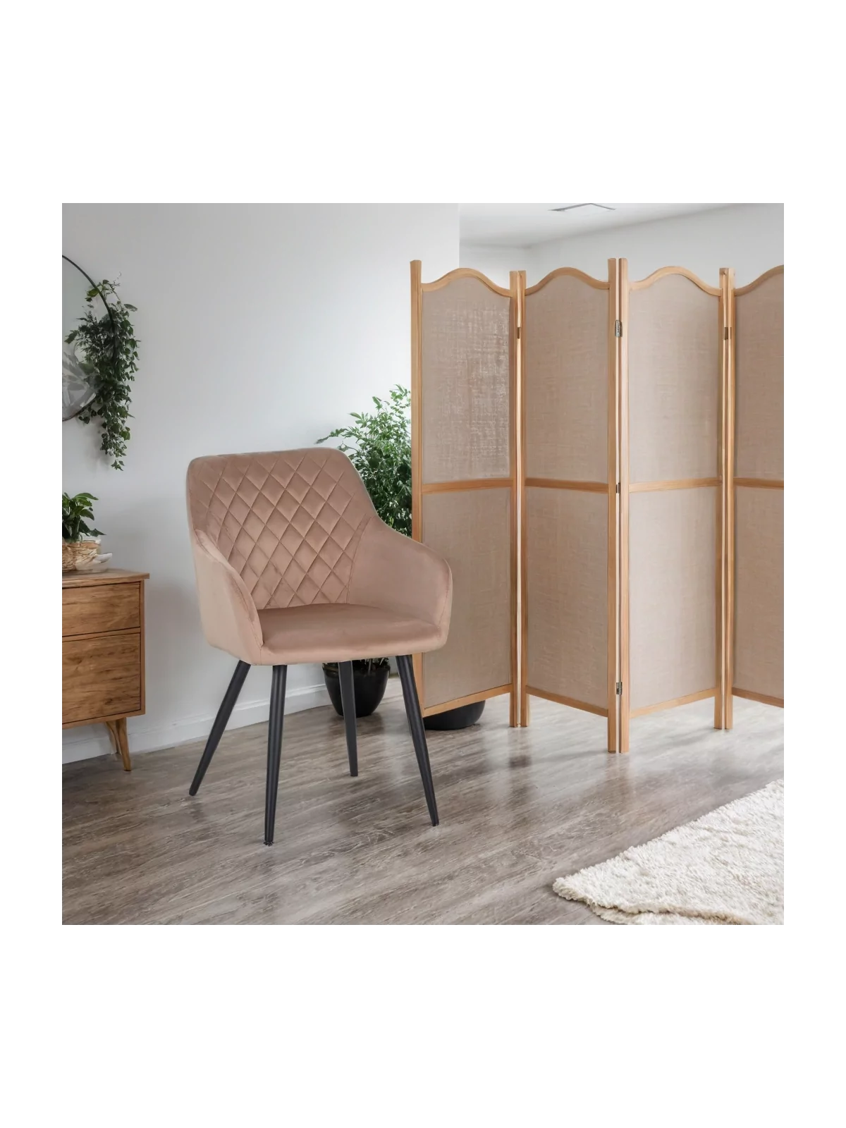 Set of 6 FLINDY Quilted Velvet Dining Chair with Diamond Pattern