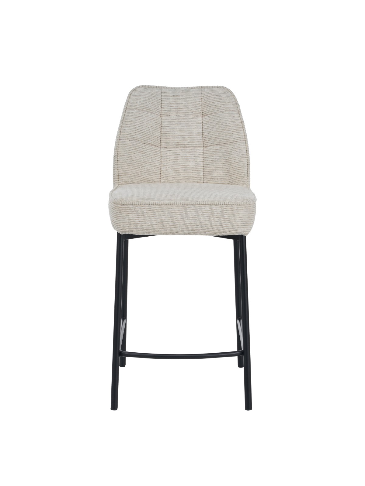 Minimalist Linen-Look Fabric Stool with Black Metal Frame