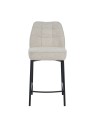 Minimalist Linen-Look Fabric Stool with Black Metal Frame