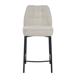 Minimalist Linen-Look Fabric Stool with Black Metal Frame