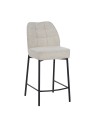 Minimalist Linen-Look Fabric Stool with Black Metal Frame