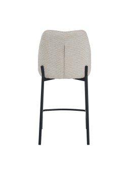 Minimalist Linen-Look Fabric Stool with Black Metal Frame