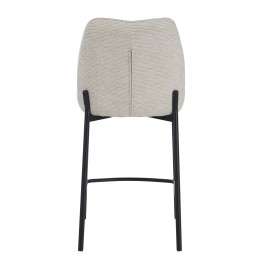 Minimalist Linen-Look Fabric Stool with Black Metal Frame