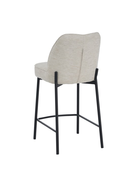 Tabouret Minimaliste en Tissu Aspect Lin avec Structure Métallique ...