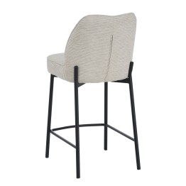 Minimalist Linen-Look Fabric Stool with Black Metal Frame