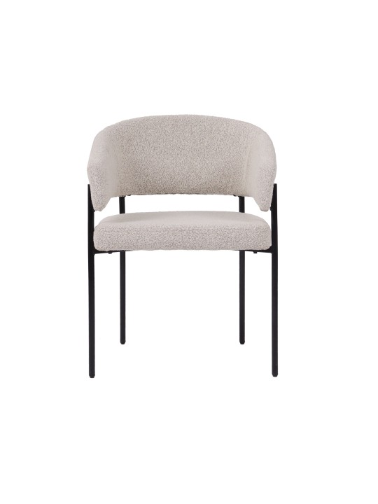 Chaise Minimaliste en Tissu Aspect Lin Premium avec Structure Métallique