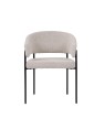 Chaise Minimaliste en Tissu Aspect Lin Premium avec Structure Métallique