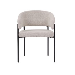 Minimalist Chair with Premium Linen-Look Fabric and Black Metal Frame