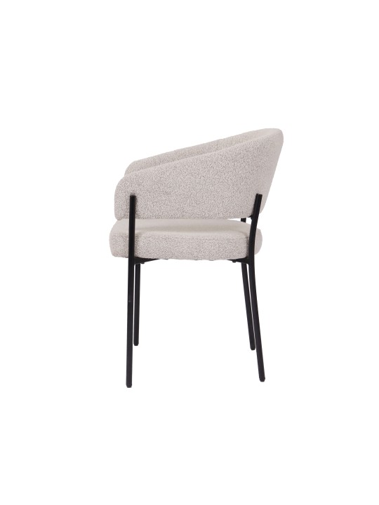 Chaise Minimaliste en Tissu Aspect Lin Premium avec Structure Métallique