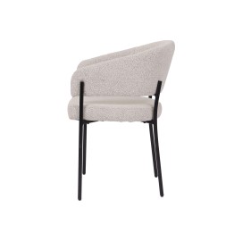 Minimalist Chair with Premium Linen-Look Fabric and Black Metal Frame