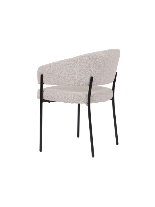 Chaise Minimaliste en Tissu Aspect Lin Premium avec Structure Métallique