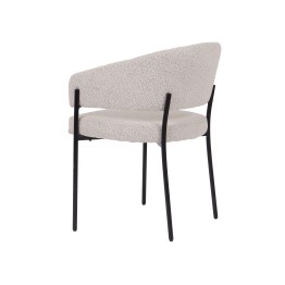 Minimalist Chair with Premium Linen-Look Fabric and Black Metal Frame