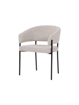 Minimalist Chair with Premium Linen-Look Fabric and Black Metal Frame