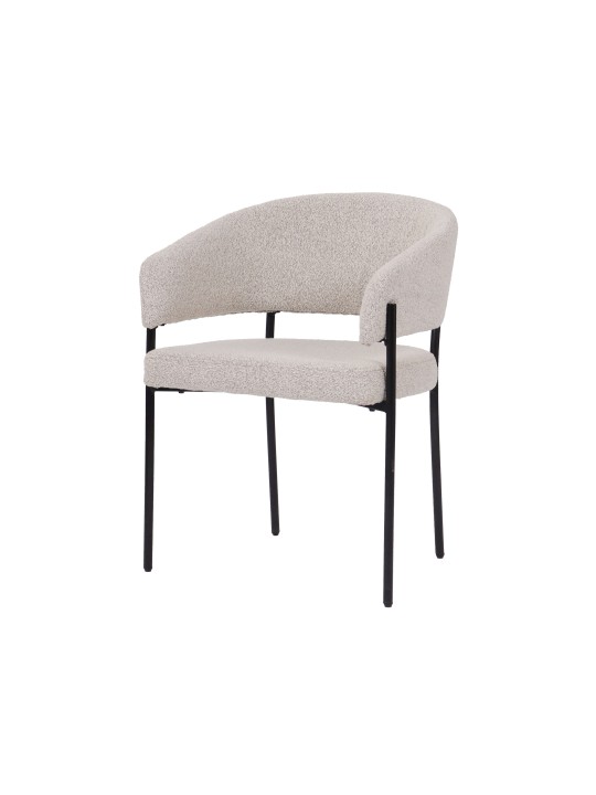 Chaise Minimaliste en Tissu Aspect Lin Premium avec Structure Métallique