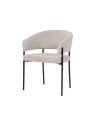 Chaise Minimaliste en Tissu Aspect Lin Premium avec Structure Métallique