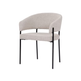Minimalist Chair with Premium Linen-Look Fabric and Black Metal Frame