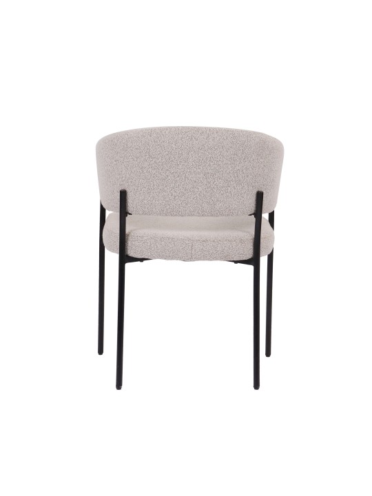 Chaise Minimaliste en Tissu Aspect Lin Premium avec Structure Métallique
