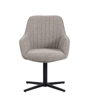 Fauteuil Pivotant Moderne à 360° en Tissu Aspect Lin avec Base Araignée