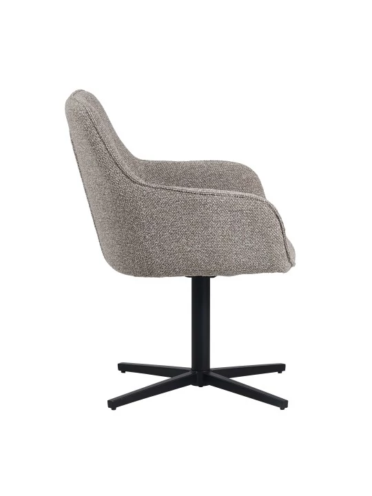 Modern 360° Swivel Armchair in Linen-Look Fabric with Spider Base