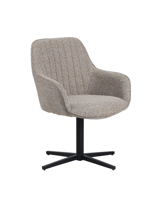 Modern 360° Swivel Armchair in Linen-Look Fabric with Spider Base
