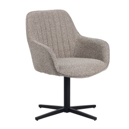 Fauteuil Pivotant Moderne à 360° en Tissu Aspect Lin avec Base Araignée