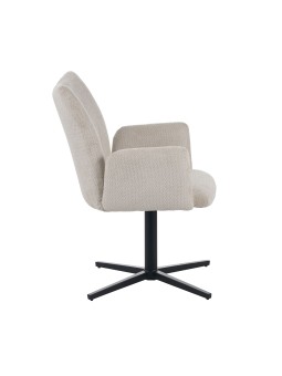 Fauteuil Pivotant Moderne à 360° en Tissu Aspect Lin avec Base Arai...