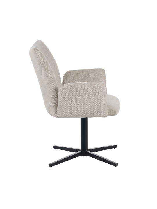 Fauteuil Pivotant Moderne à 360° en Tissu Aspect Lin avec Base Arai...