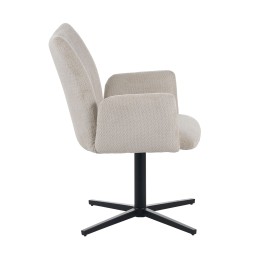 Modern 360° Swivel Armchair in Linen-Look Fabric with Spider Base